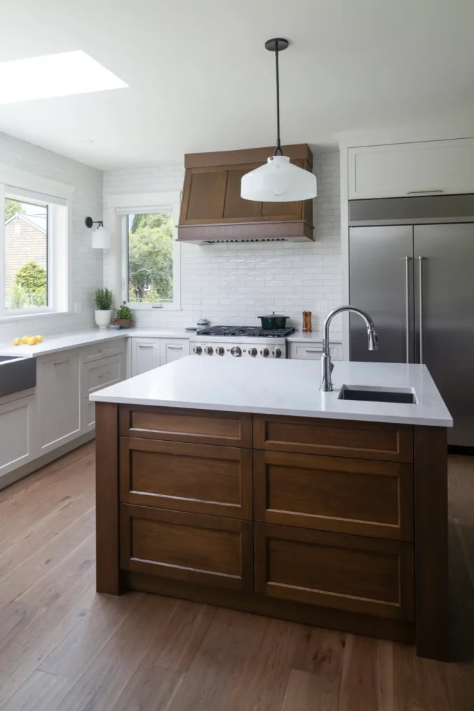 large island in freshly redesigned kitchen