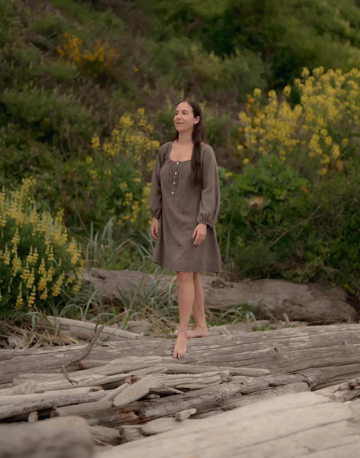 Linzie Rowan, interior designer, at the beach